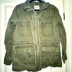 Madewell jacket women size XS full zip  multi pockets great condition green